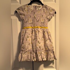 Girls Little Lass Purple Floral Smocked Short Sleeved Dress